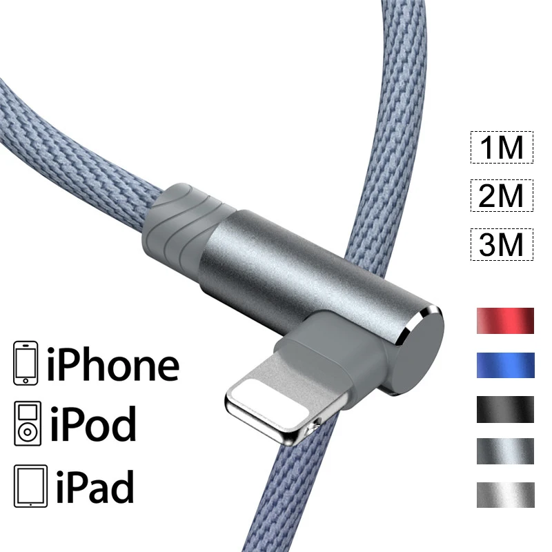 90 ° L Type USB кабель для быстрой зарядки iPhone 11 12 Pro X Max 8 7 6 6S Plus Apple iPad Origin мобильный