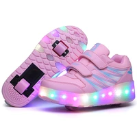 new jazzy led light shoes children roller skate shoes with wheels kids junior baby boys girl sneakers glowing luminous eur 27 43