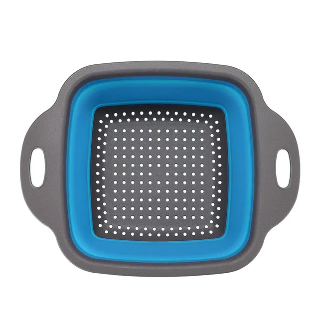 square blue Складная корзина с ситом, складные дуршлаги, наборы квадратной формы для мытья фруктов и овощей, кухонные корзины CF-157 - Цвет: square blue