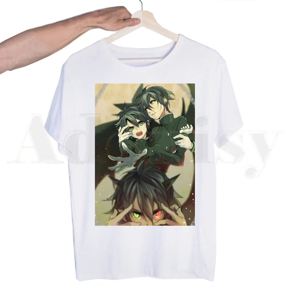Футболка Seraph of The End с рисунком аниме Hiiragi Shinoa мужские топы коротким рукавом