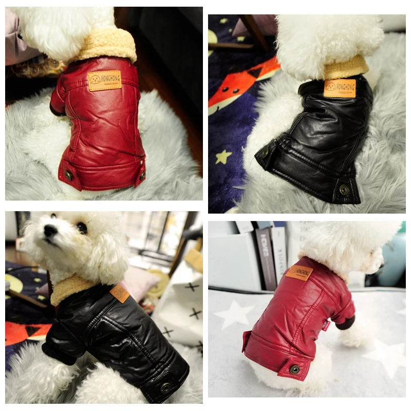 Кожаный зимний жилет куртка для домашнего питомца мягкие костюмы собак красного