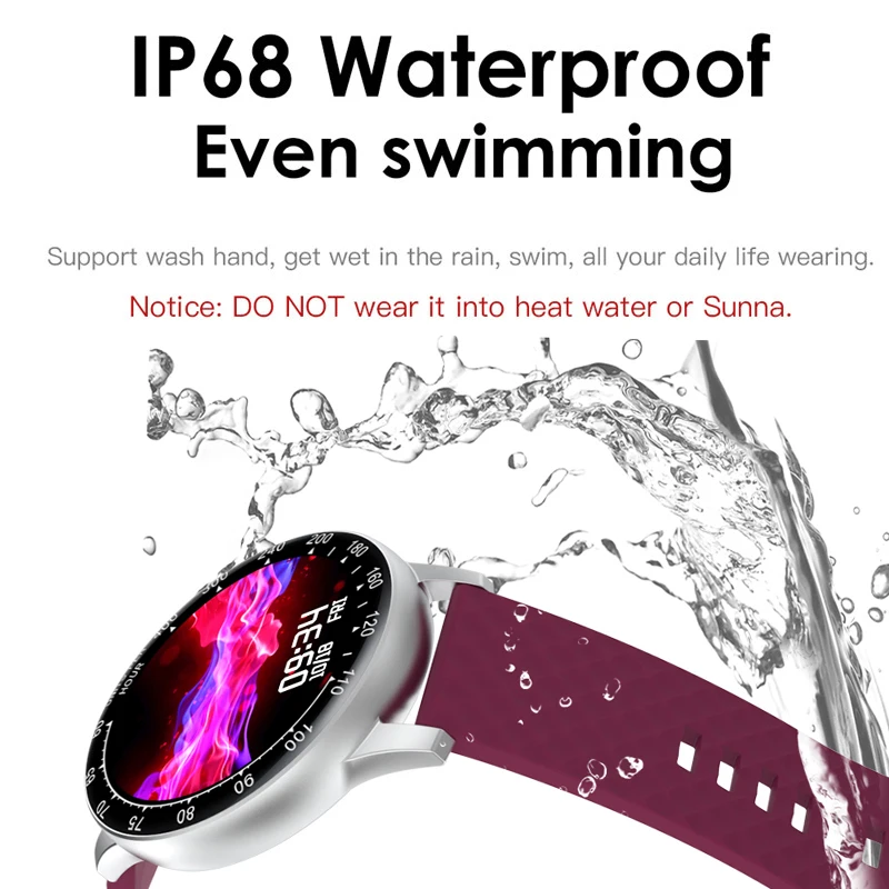 smart watch full round screen fitness tracker ip68 waterproof blood pressure sport smartwatch women men for android ios iphone free global shipping