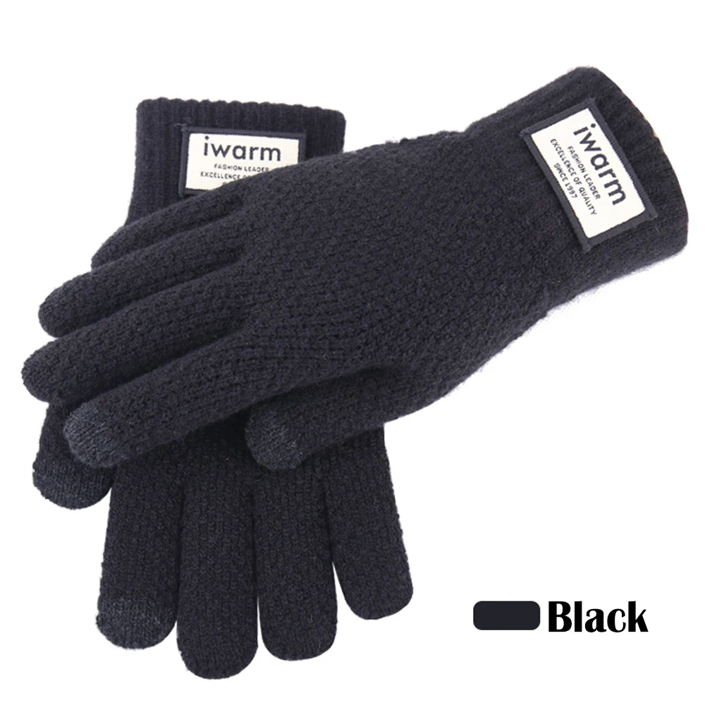 

Winter Men Knitted Gloves Touch Screen High Quality Male Mitten Thicken Warm Wool Cashmere Solid Men Outdoor Cycling Gloves