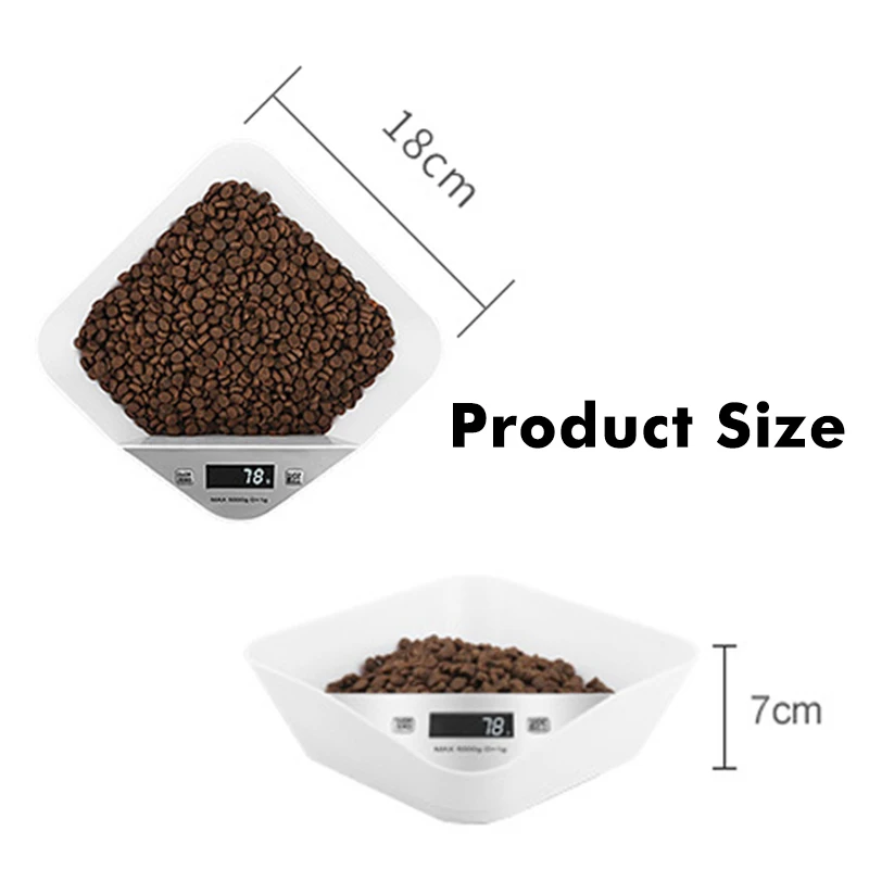 

New 5000g/1g Smart LCD Pet Bowl Scale Dog Cat Food Scale Bowl Pet Food Water Measuring Scale Portable Pet Scale Cup With Tray