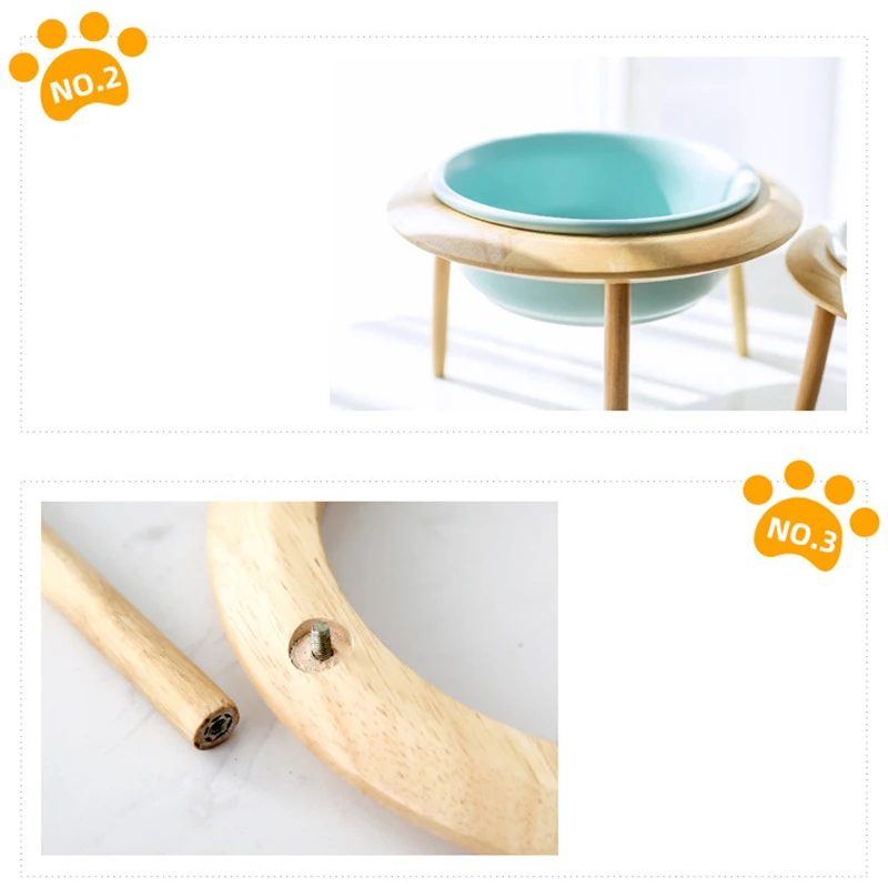 

Ceramic Wooden Bowl for Cats, High Flying Saucer, Cat Bowl, Adjustable Elevated Pet Bowl, Trumpet