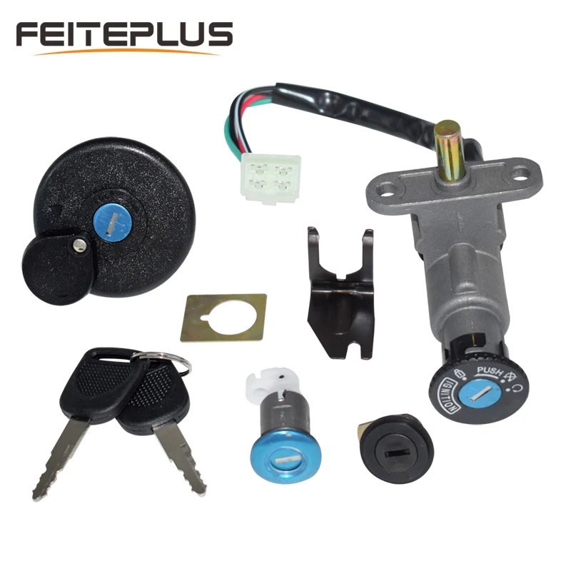 Motorcycle Ignition Switch Key Set Kit for GY6 50cc 125cc 150cc Moped Scooter 4 Pin Plug Chinese Scooter Parts