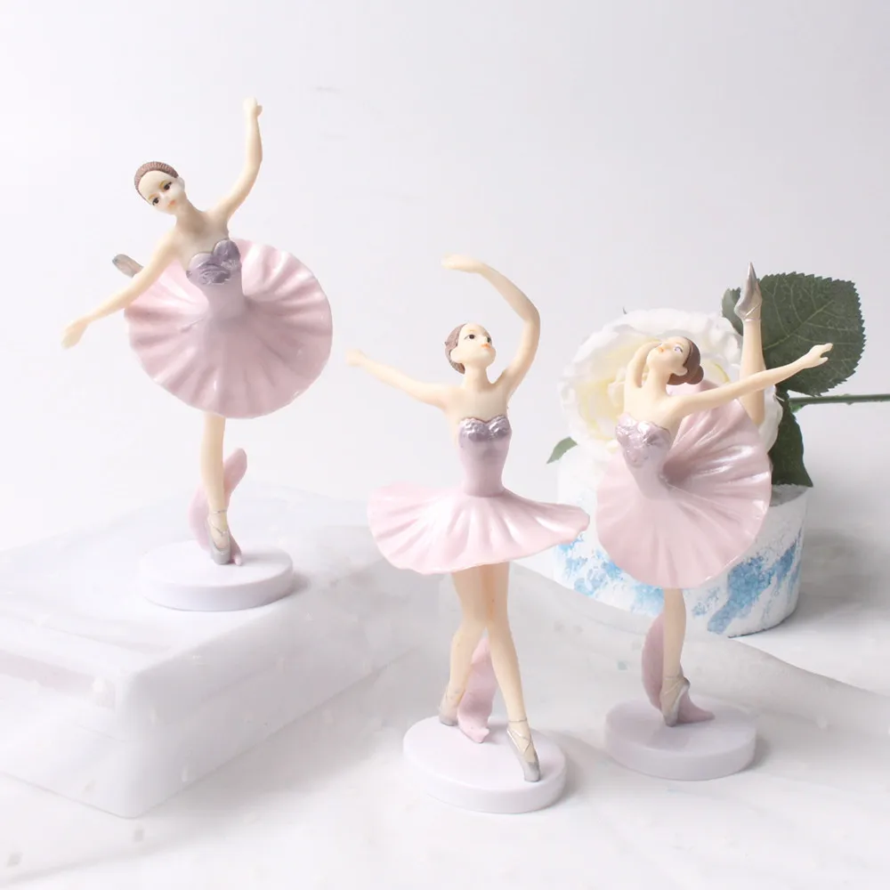 С днем рождения белый элегантный балетный девичьей декоративной торт фигурки