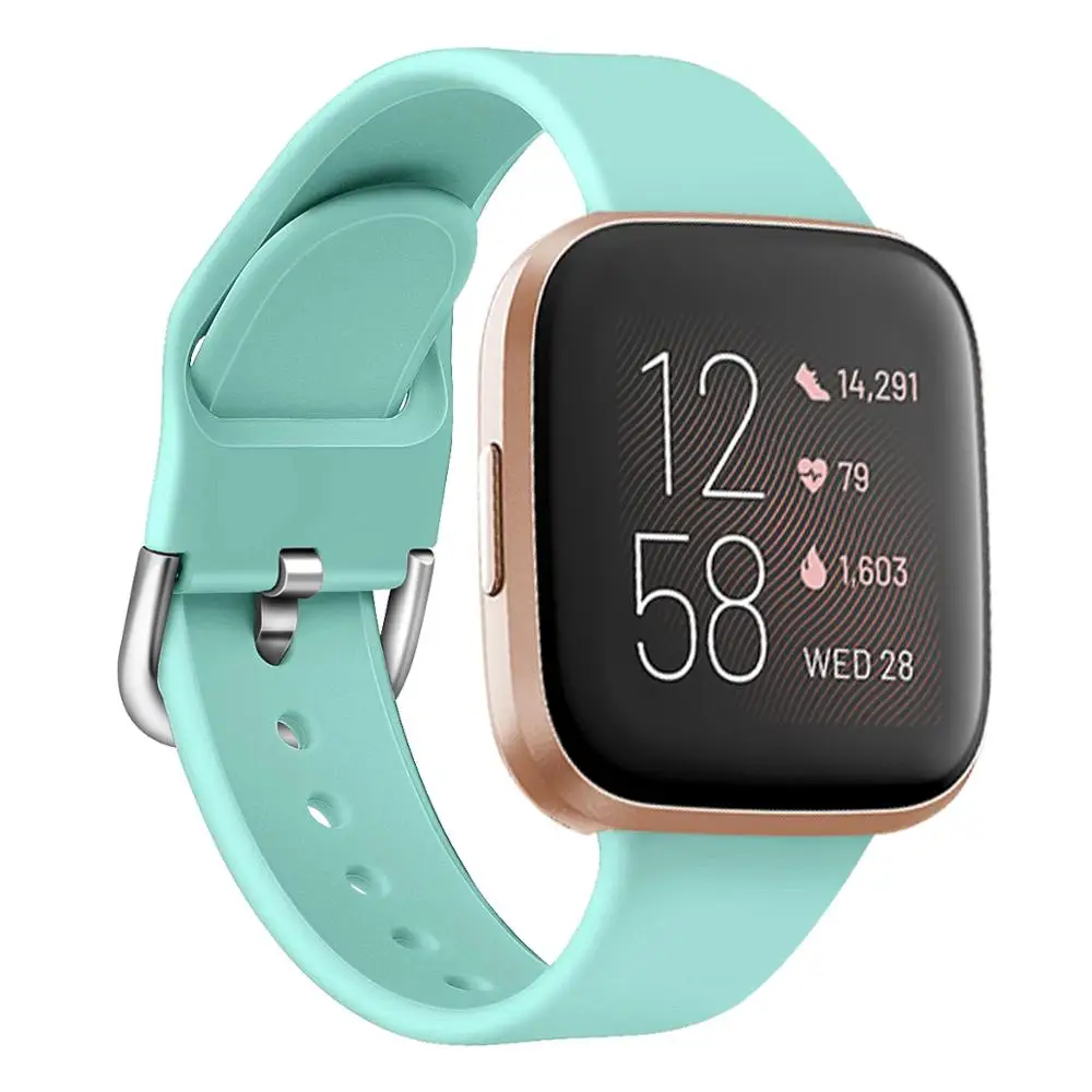 Teal Высококачественный однотонный Браслет для Fitbit Versa 2/Versa Lite водонепроницаемый сменный мягкий силиконовый ремешок для часов Correa - Цвет: Teal