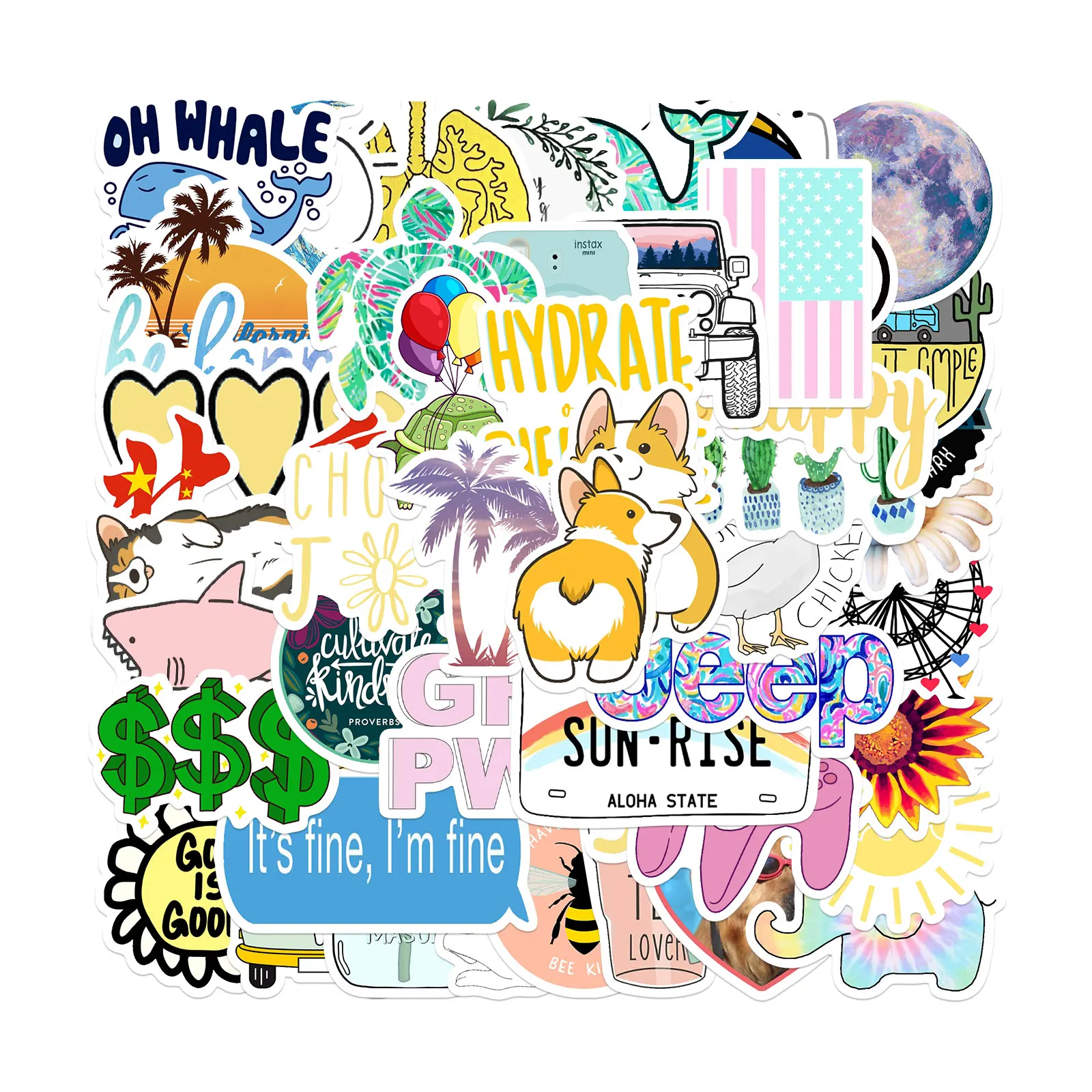 

10/50pcs Fresh and simple Cartoon Stickers Gifts Toys for Children DIY Skateboard Laptop Decal