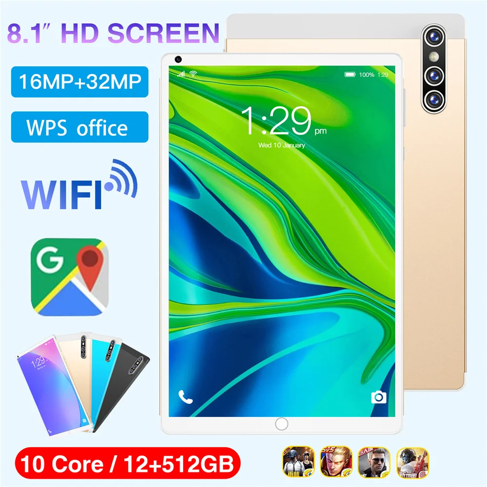 2021 8inch tablet 1280x800 ips 8gb ram 256gb 512gb rom 4g network dual sim 10 core android wifi type c tablet pc global version free global shipping