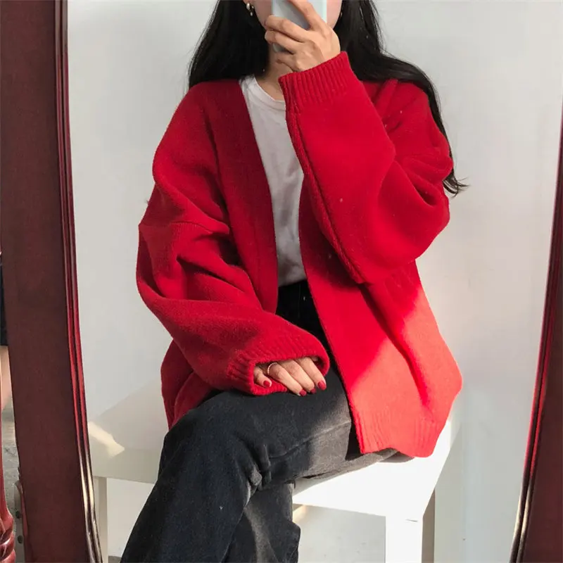 

Alien Kitty Elegant Loose Regular New Open Stitch Cardigans Sweet Gentle Brief Students Chic Lazy Style Casual Knitted Sweaters