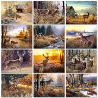 sdoyuno animals painting by numbers kits davids deer digital coloring drawing oil painting on canvas handmade home decoration g