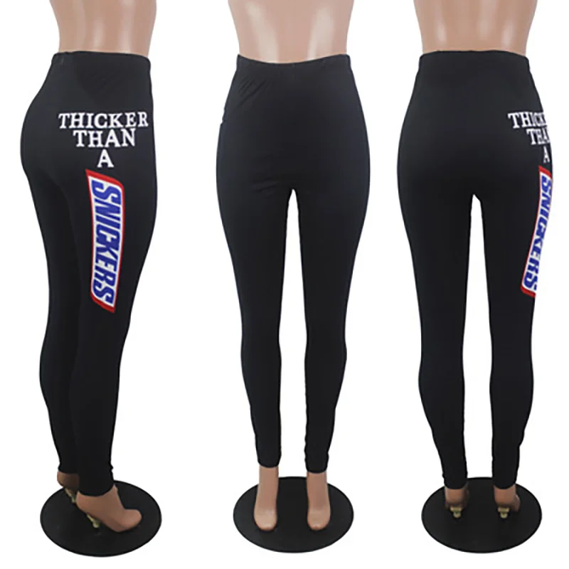 

Fall 2021 Custom Letter Print High Waisted Workout Long Pants Tight Scrunch Butt Candy Snack Pants Fitness Women's Pants