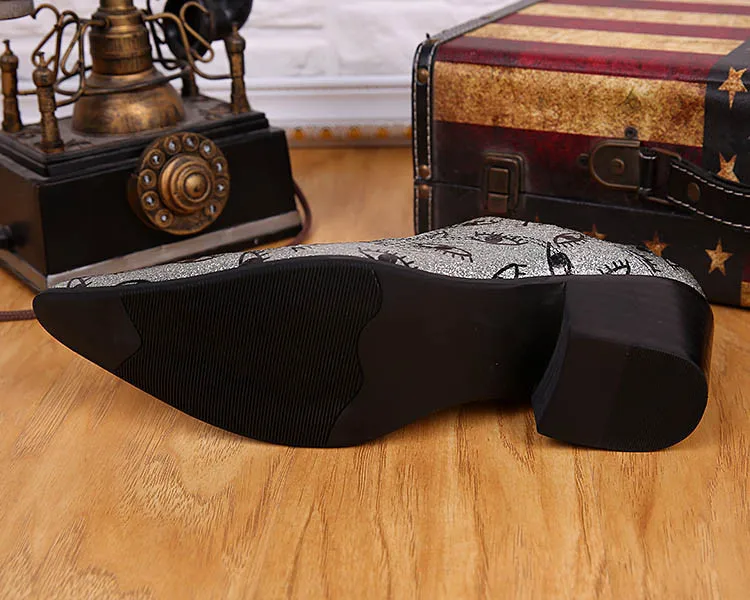 

Batzuzhi Handmade Men Leather Shoes Poined Toe Genune Leather Man Dress Shoes Printed Black Eyes Patern Chaussures Hommes,US6-12