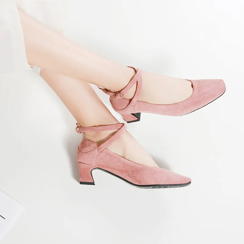 Женские вечерние туфли-лодочки на высоком каблуке в стиле ретро zapatos mujer на среднем каблуке с квадратным носком дизайнерская стильная обувь с пряжкой размера плюс 43, 42, 3 красного, розового цвета
