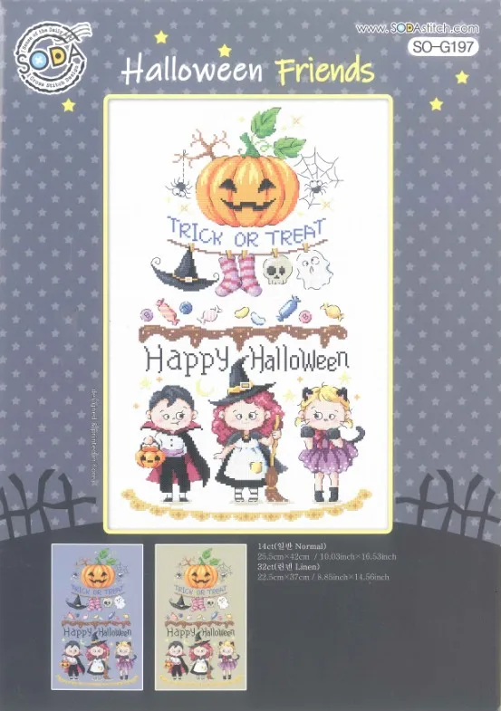 

G197 Halloween Friends 36-52 Needlework Kit Cross stich Set Cross Stitch Kits Cross-stitch Embroidery Set Stitch Kits Cross