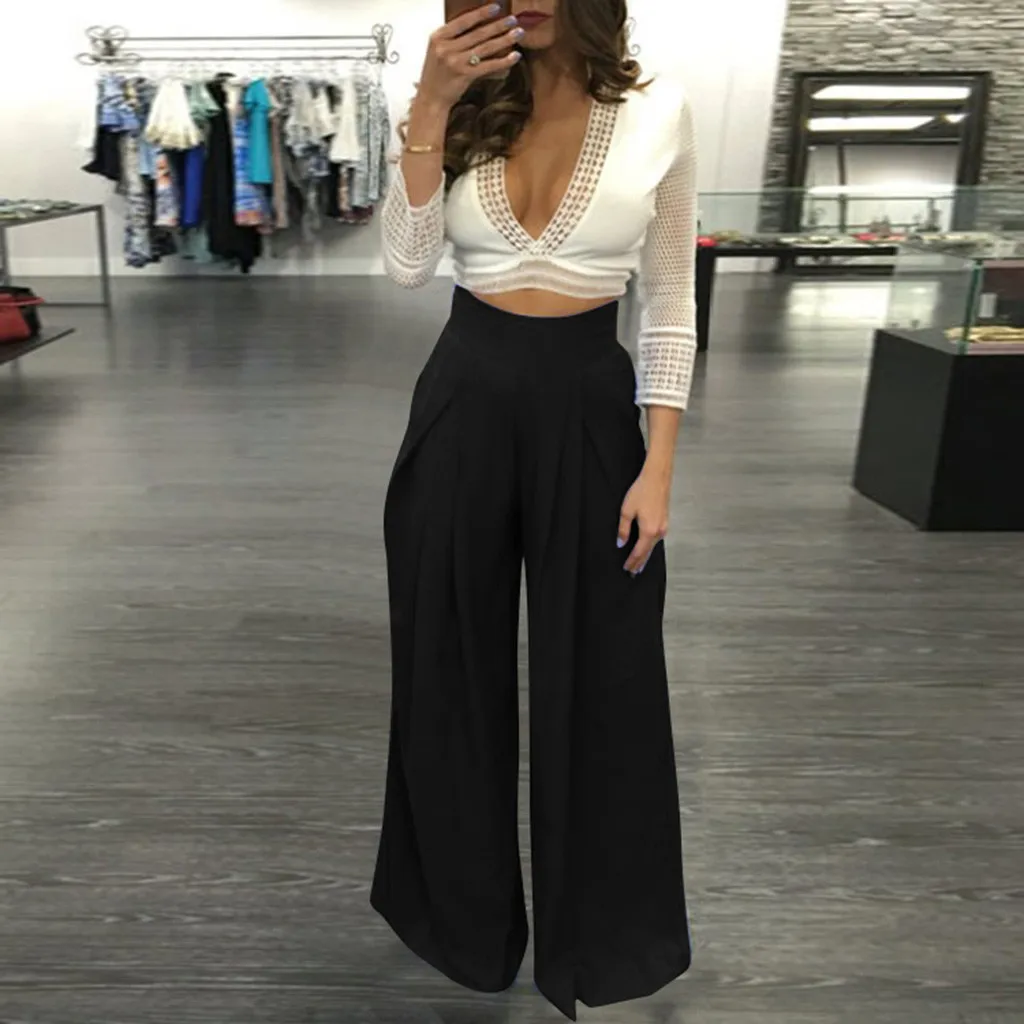 Женские брюки мешковатые широкие женские с высокой талией сексуальные шифоновые