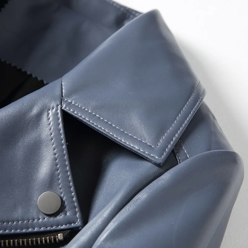 

Top Selling 2021 Spring New Real Leather Motorcycle Jacket Slim Sheepskin Coat Women Spring High Quality Zippers Leather & Suede