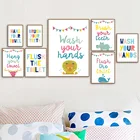 Не вредит мытье рук смывной туалет олень Прачечная Ванная комната стены искусства холст картины Nordic Плакаты и принты декор стен в детской комнате фото