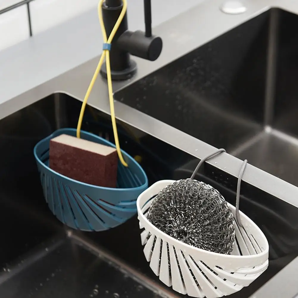 

50% Hot Sales!!! Drain Basket Hanging Design Large Capacity PE Easy to Use Shell Shape Sink Basket for Home