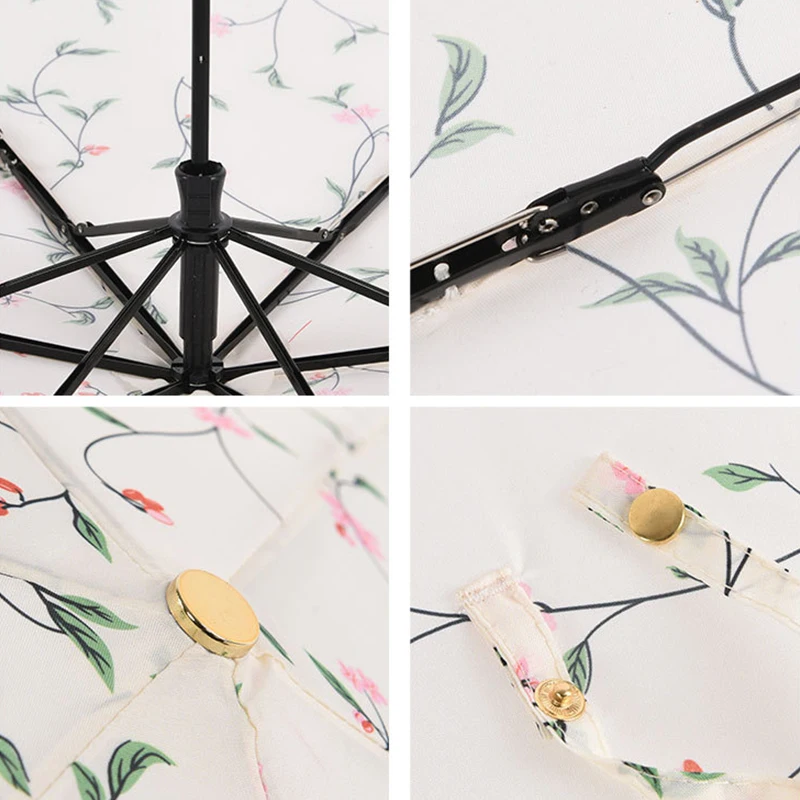 Зонтик Вишневый женский складной стильный Карманный ветрозащитный креативный