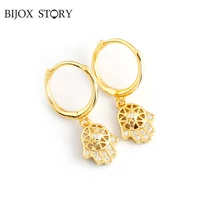 bijox story zircon palm earrings for women real 925 sterling silver unique design luxury anniversary engagement fine jewelry