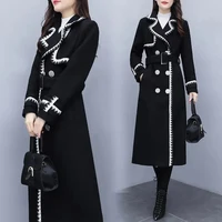 black coat women mid length woolen jacket female self cultivation temperament korean autumn winter 2021new woolen cloth coata519