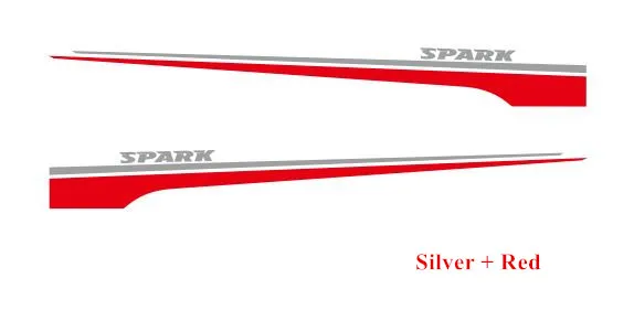 Silver-red 1 комплект гоночных спортивных полос для Chevrolet Spark 2011-19 авто дверь боковая юбка Декор наклейки автостайлинг кузова виниловые наклейки - Название цвета: Silver-red