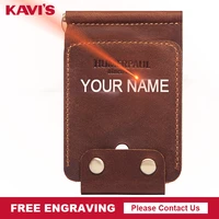 name engraved fashion solid mens thin bifold money clip leather wallet metal clamp male and female id credit card purse slim