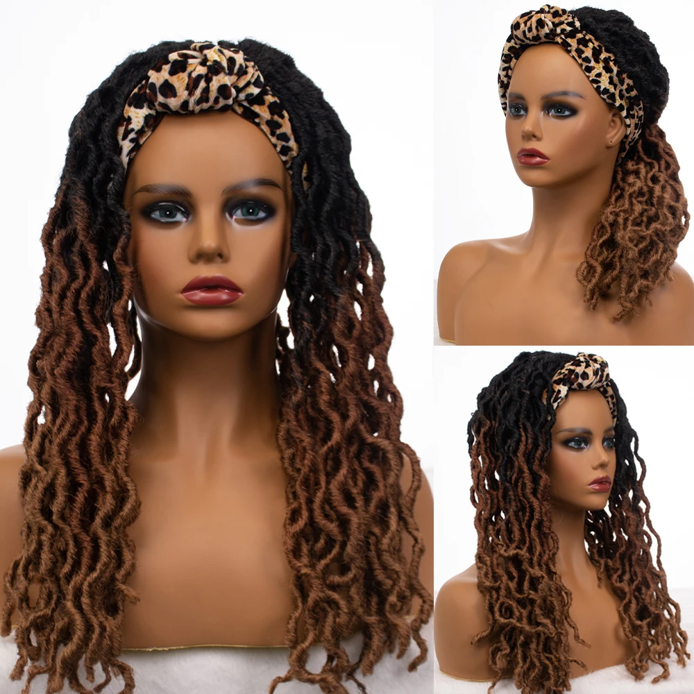 

Synthetic Crochet Braids Hair Goddess Faux Locs Ombre 18Inch Curly Soft Dreads Dreadlocks For Black Woman