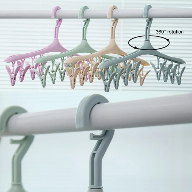 

8 Clips Clothes Hanger Plastic Socks Underwear drying Clips Waterproof Portable Multifunction Clothespin Bathrooms Accessories