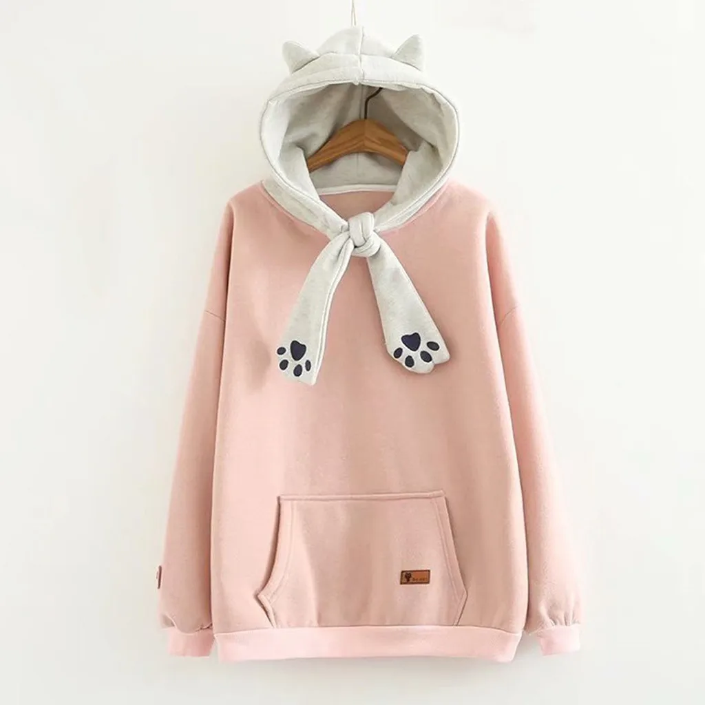 SAGACE 2020 осенне-зимний новый модный Женский свитшот с капюшоном и принтом кота