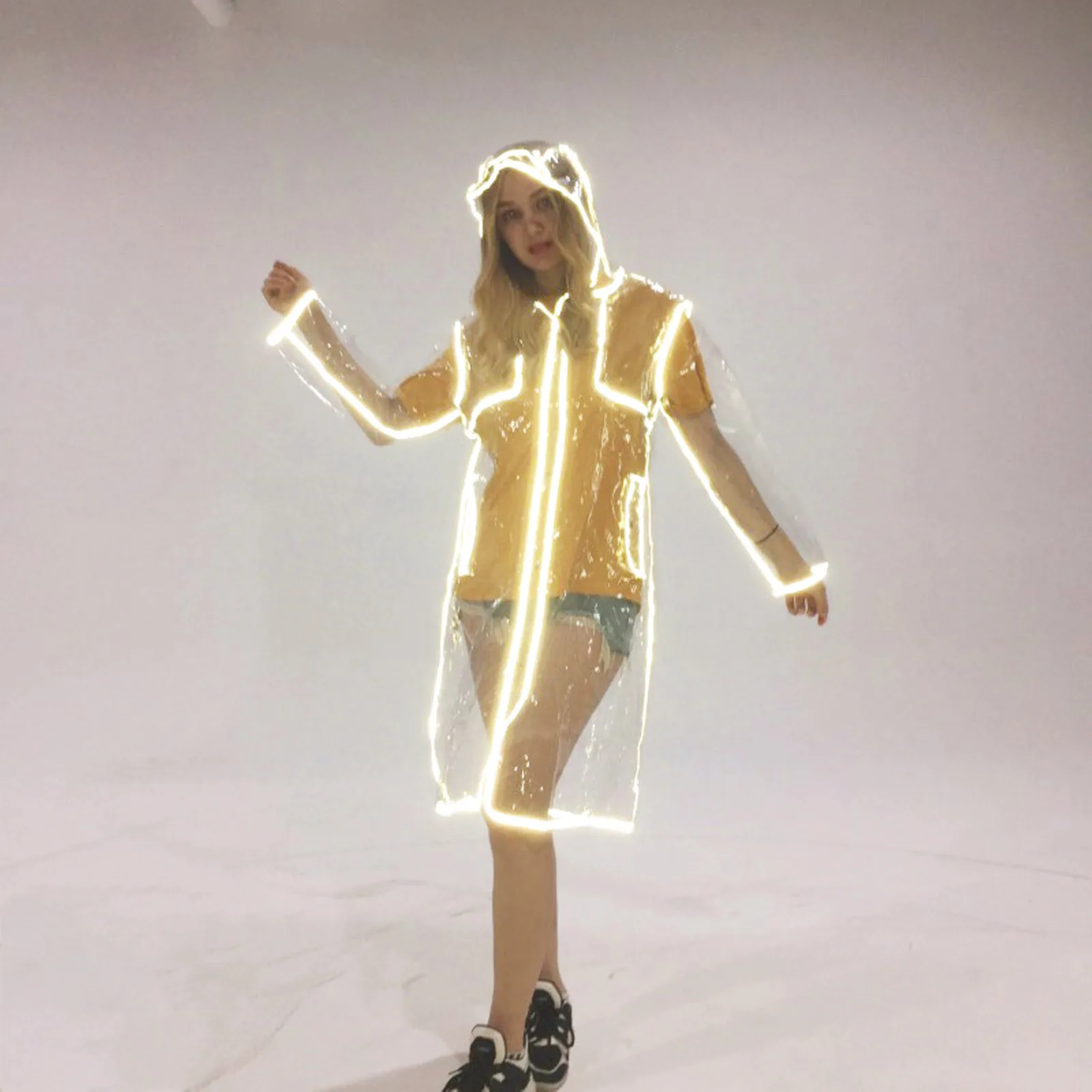 

Reflective EVA Raincoat Breathable Adult Cycling Hiking Long Raincoat Transparent Luminous Raincoat For Fishing Camping Outdoor