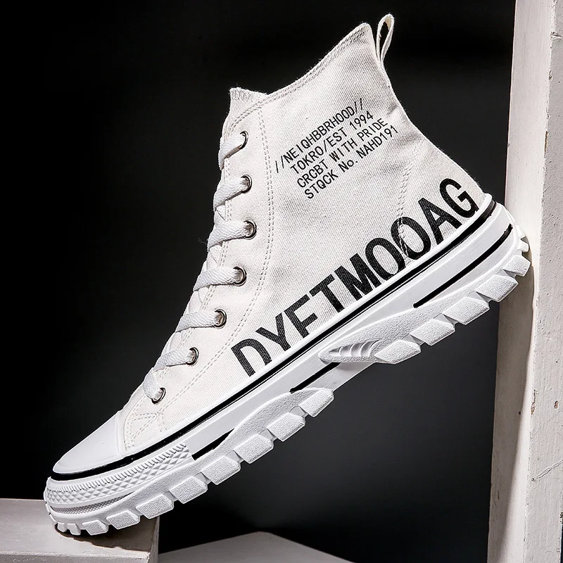 Высокая парусиновая обувь 2019 г. Новая Осенняя мужская Студенческая Корейская