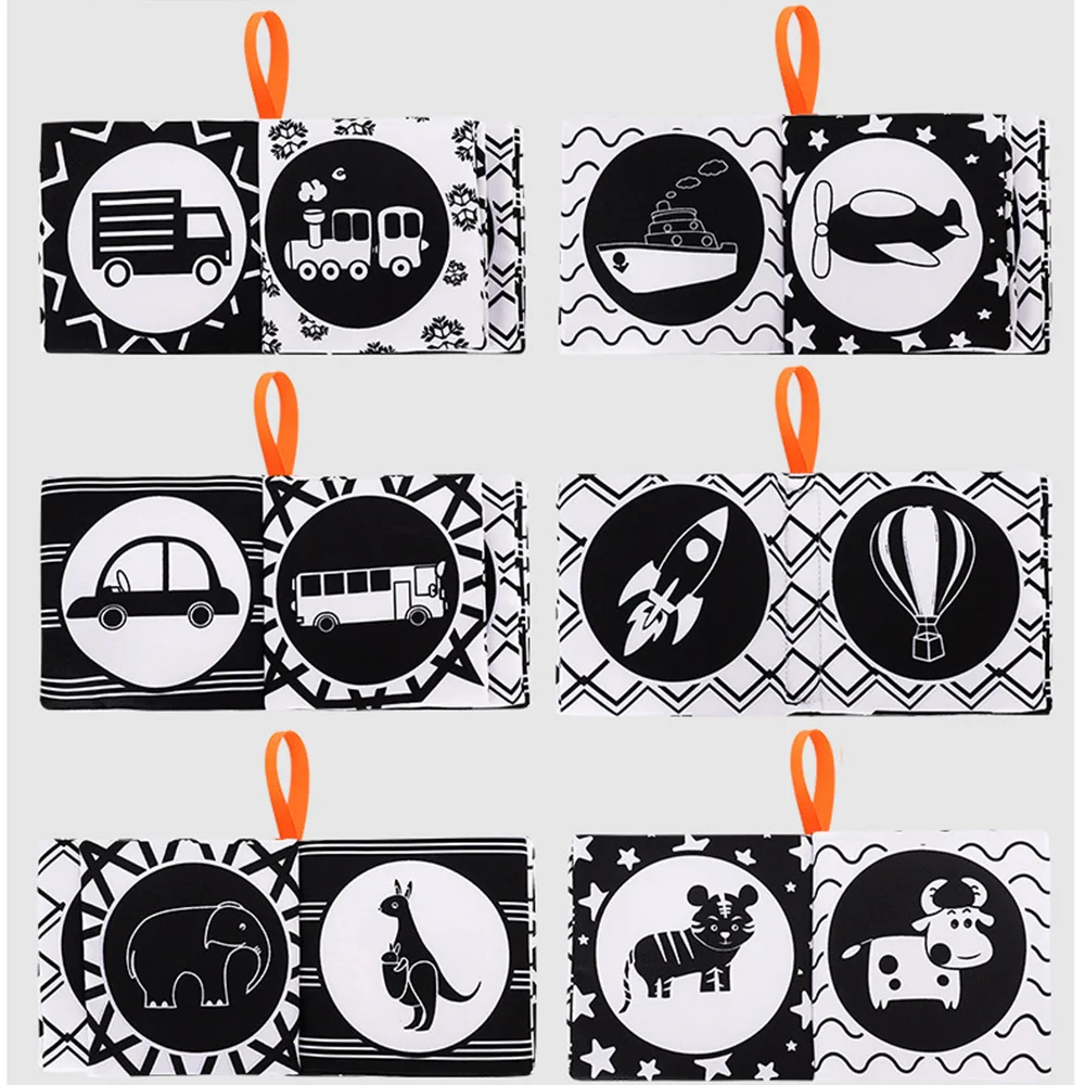 3 шт. детские тканевые книги Обучающие Игрушки для раннего развития черно белая