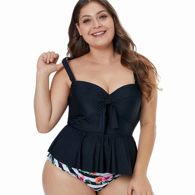 Plus Size Women’s Two Piece Swimsuit 2020 Black Tankini Swimwear Large Swimsuits Bikini Swimdress Swim Suit | Спорт и развлечения