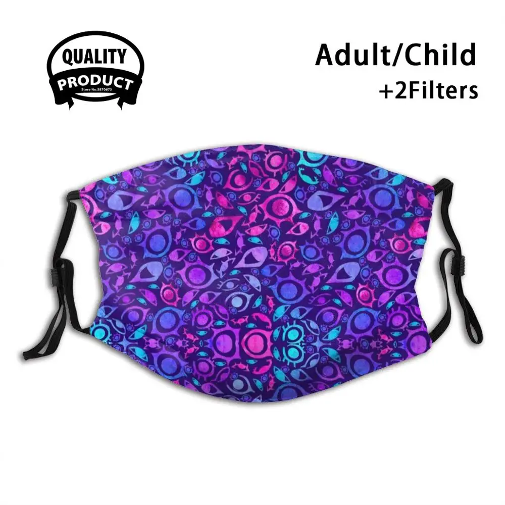 

Watercolor Psychedelia - Realize ( Tribal ) Aquaberry On Purple Face Mask Washable Filter Summer Hot Sale Mouth Masks Ink