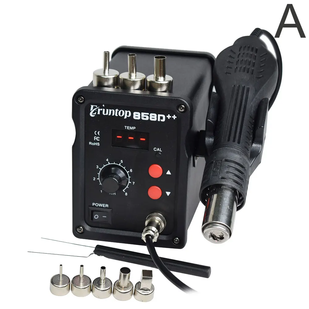 Черный 700 Вт 858D++ ESD паяльная станция светодиодный цифровой SMD паяльник горячий воздушный пистолет обновлен от 858D 858D - Цвет: A