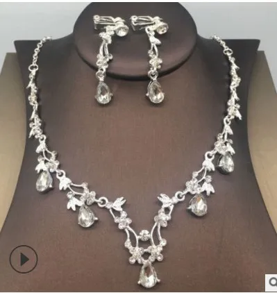 Набор из 2 компл./лот с кристаллами и бриллиантами для свадьбы женские ожерелья