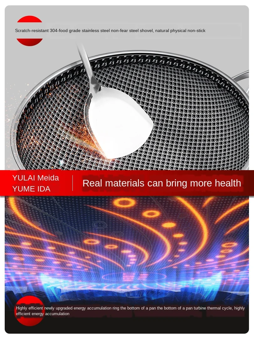 

European Style Solid Color Flat Bottom Non-stick Pan Household Stainless Steel Less Oil Fume Evenly Heated Easy To Clean