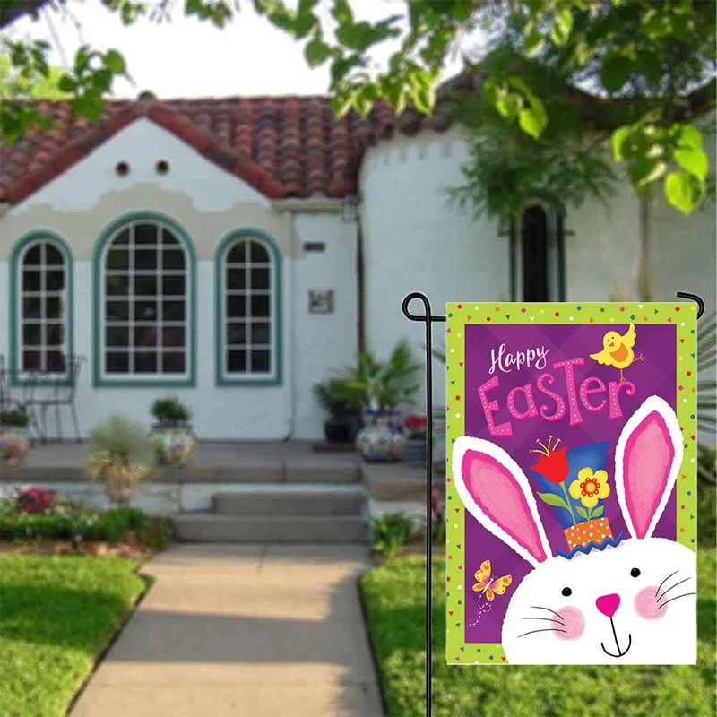 Модные Пасхальные вечерние украшения для дома и Садовый флаг кролик яйца принт
