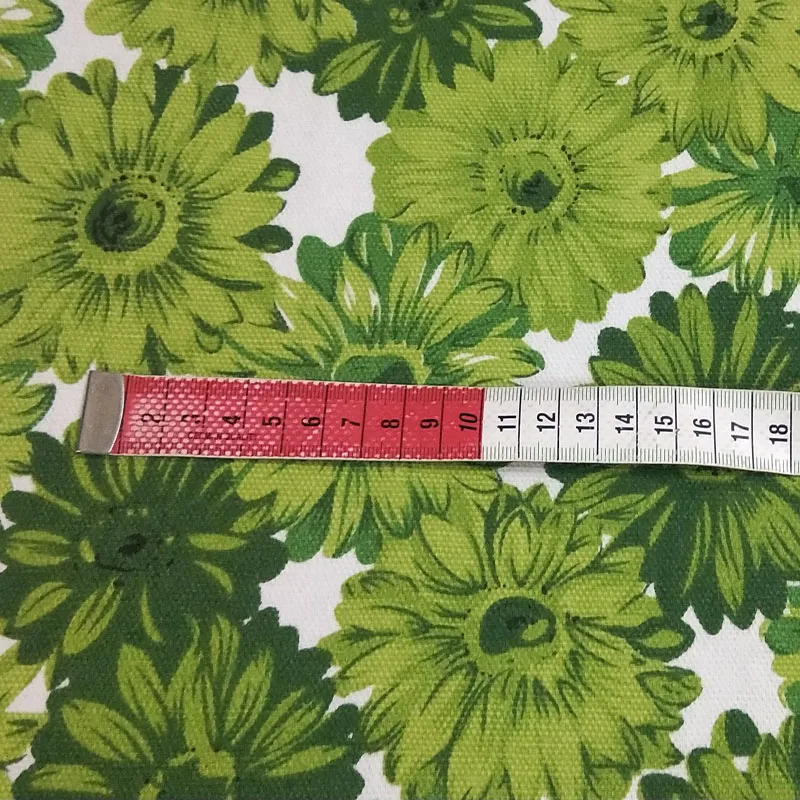 Изящная толстая и жесткая холщовая хлопчатобумажная ткань с принтом зеленых