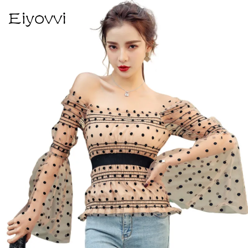 Весенняя шифоновая прозрачная блузка для женщин кружевная рубашка на талии