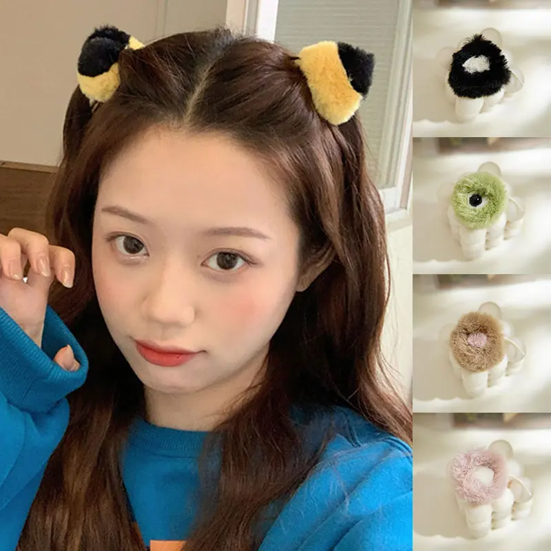

Симпатичные плюшевые заколки для волос для девочек зимние заколки из искусственного меха трехмерные заколки для волос аксессуары для воло...