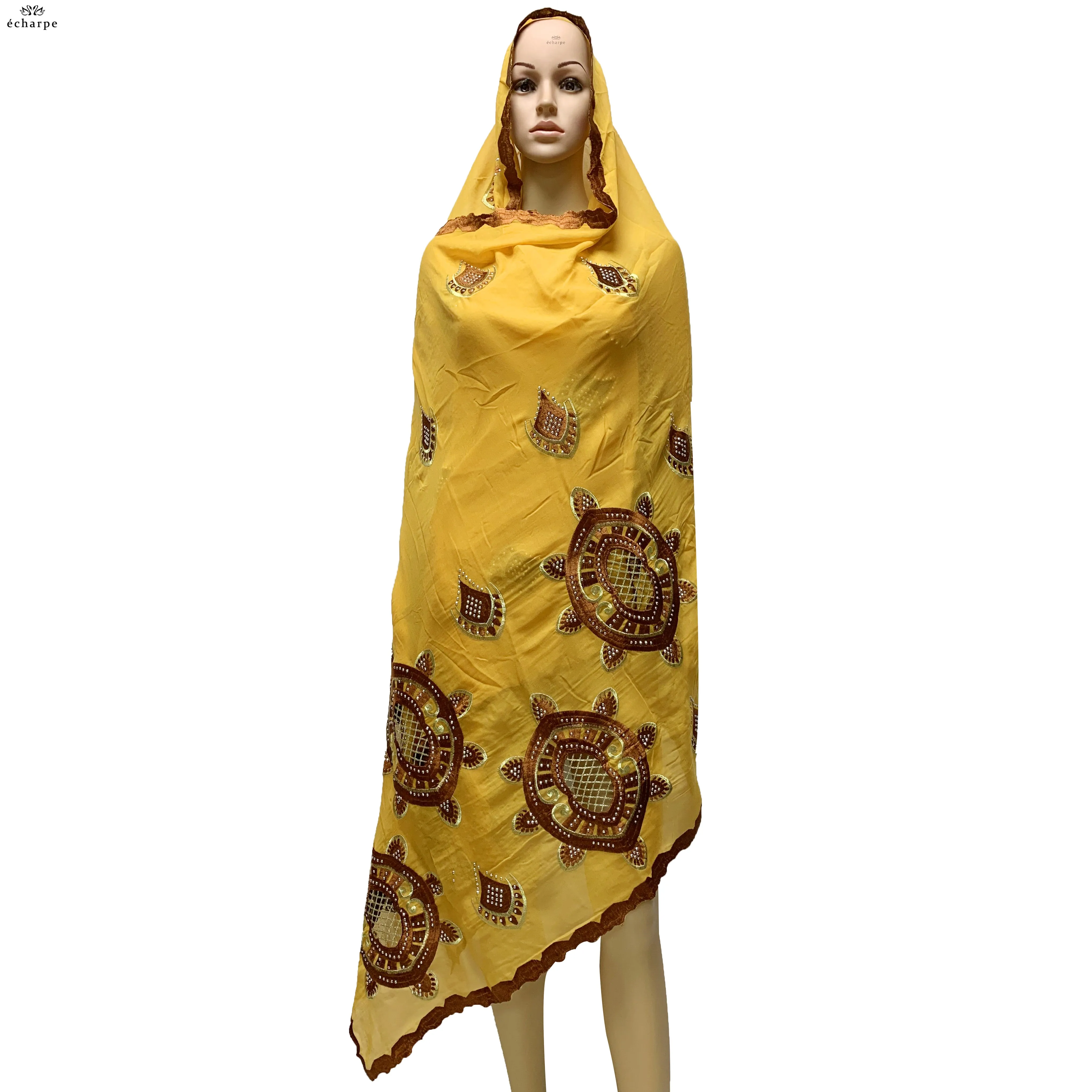 

100% Cotton Scarf African Women Big Cotton Embroidery Scarf Hollow out Soft Cotton Hijab Scarfs Shawls EC418