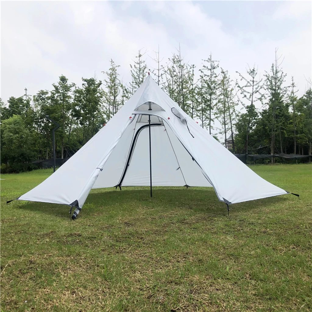 

Ultralight 3-4 Person Outdoor Pyramid Tent Sun Shade Waterproof Shelter w/ Stovepipe Hole for Camping Backpacking Beach Fishing