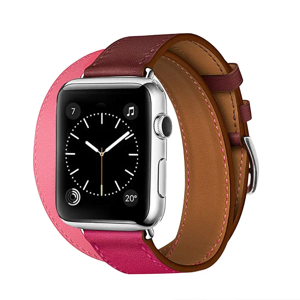 Ремешок mixcolor для iWatch серии 5 4 3 2 1 Двойная кожаная Петля для Apple Watch 42 мм 38 мм 40 мм 44 мм Мода