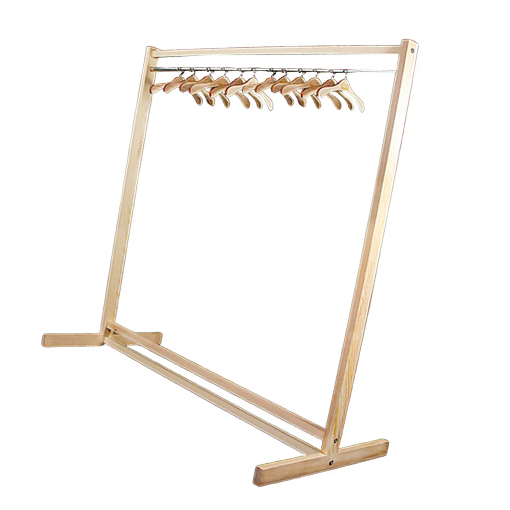 

Handmade Doll Clothes Shelf DIY Assemble with 12pcs Hangers for 1/3 Dolls