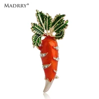 madrry vivid carrot vegetables brooches for women kids green enamel gold color metal broches badge pins suit ties collar clips