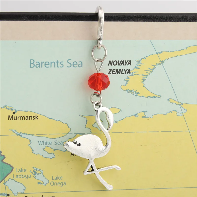 1 шт. Серебряная цветная Закладка в виде фламинго Веселые животные Амулеты с